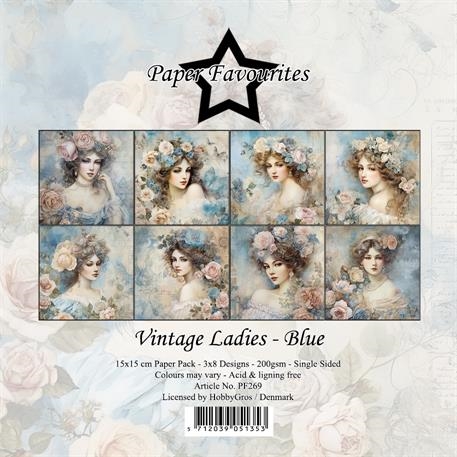 Paper Favourites Vintage ladies blue 3x8 design 15x15cm 200g